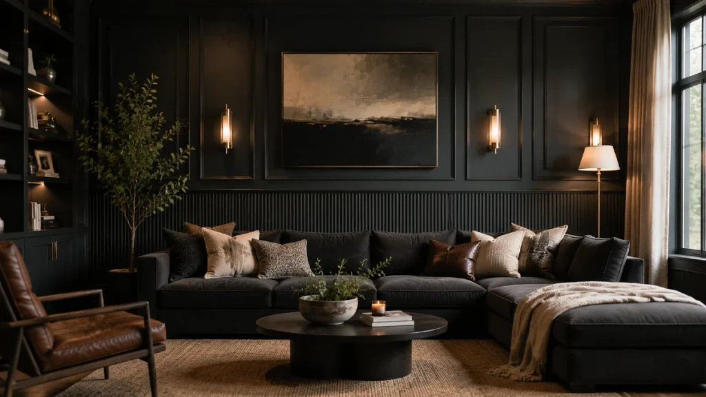 Use Dark Paint and Textured Wall Paneling