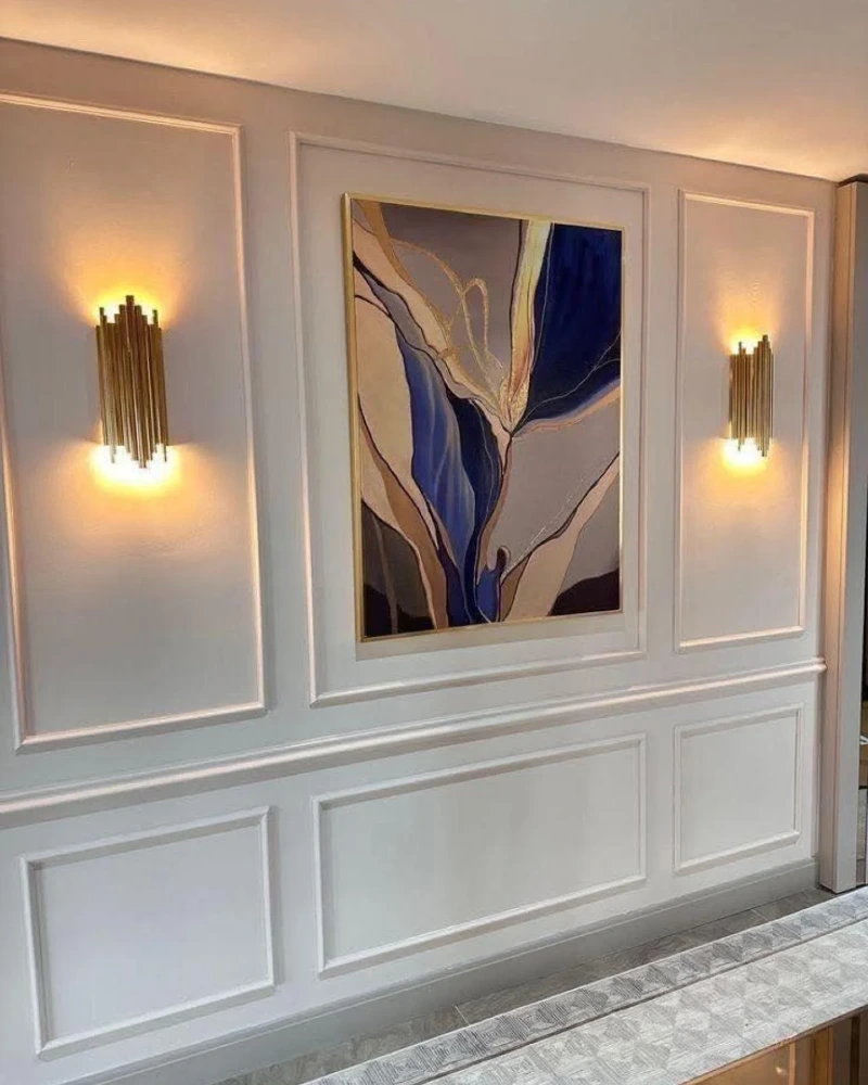 Abstract Fluid Canvas within Framed Wall Molding
