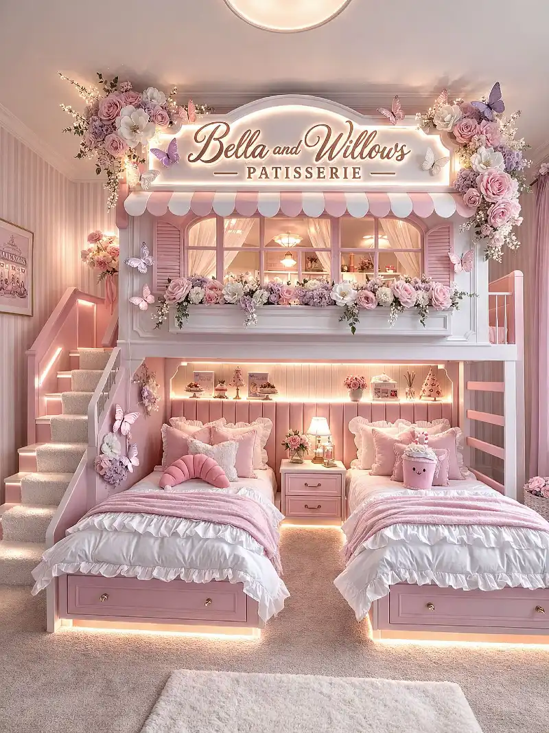 Bakery Patisserie Loft Bed with Illuminated Steps