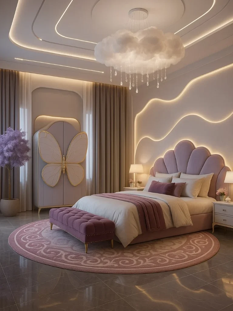 Cloud Chandelier with Butterfly Wardrobe Accent