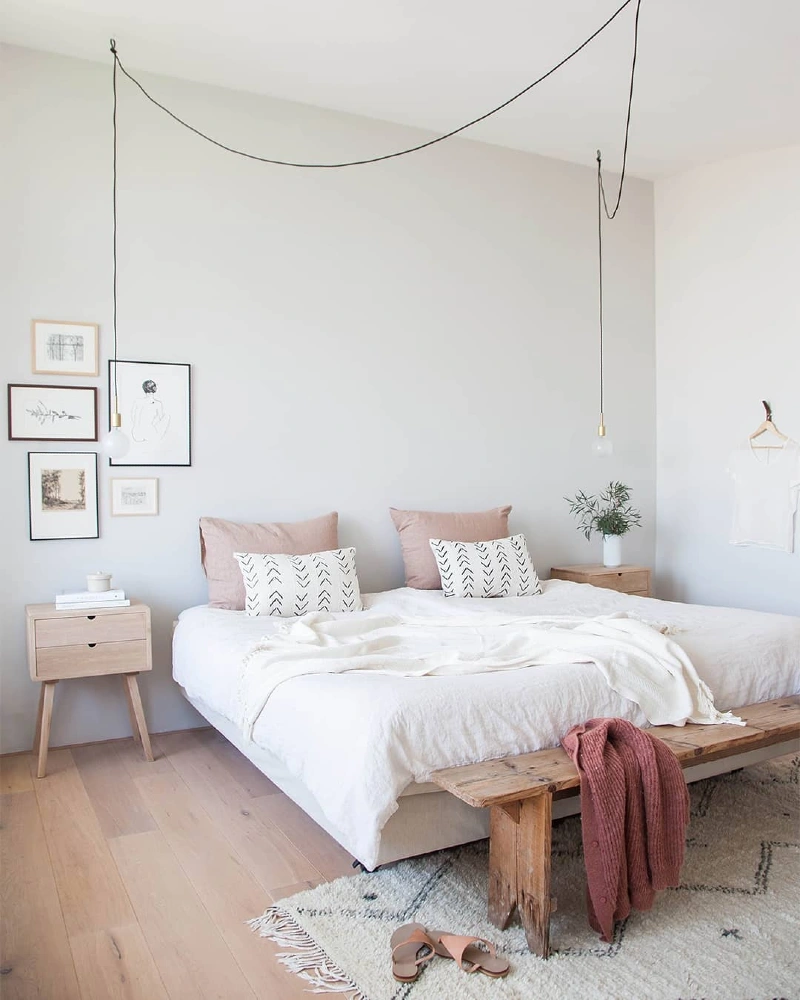Floating Cord Lighting Over Soft Neutral Layers