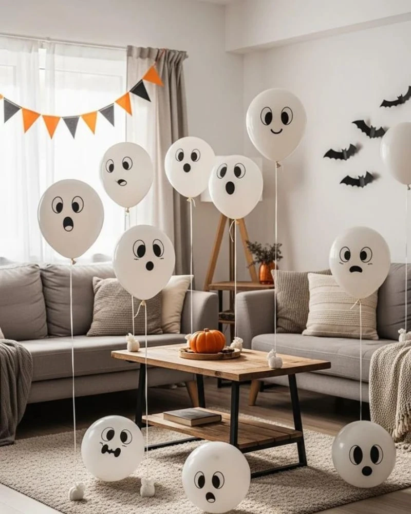 Floating Ghost Balloons in a Neutral Living Room