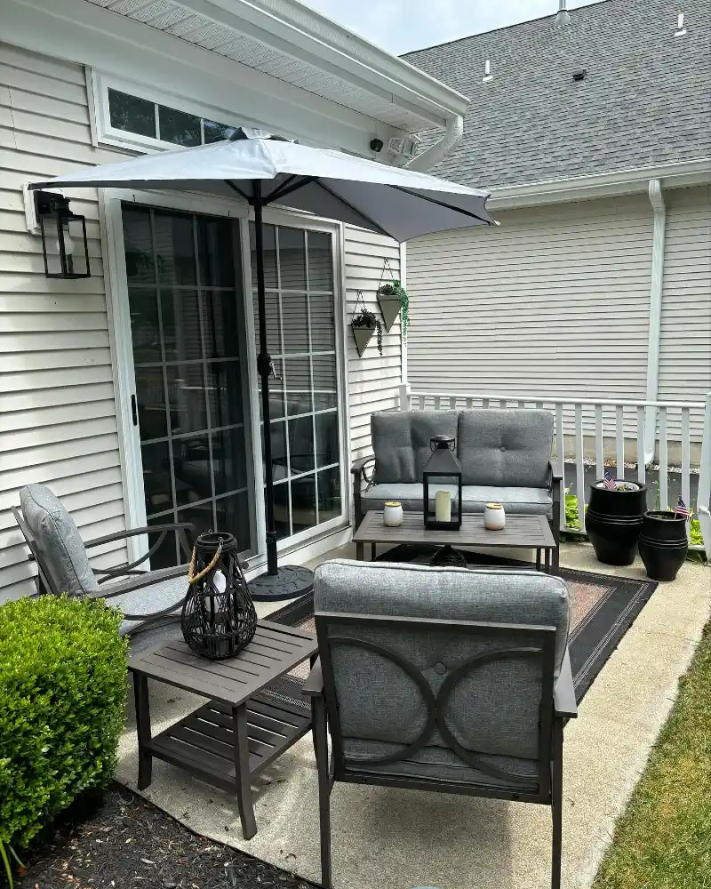 Grey Metal Conversation Set with Matching Umbrella
