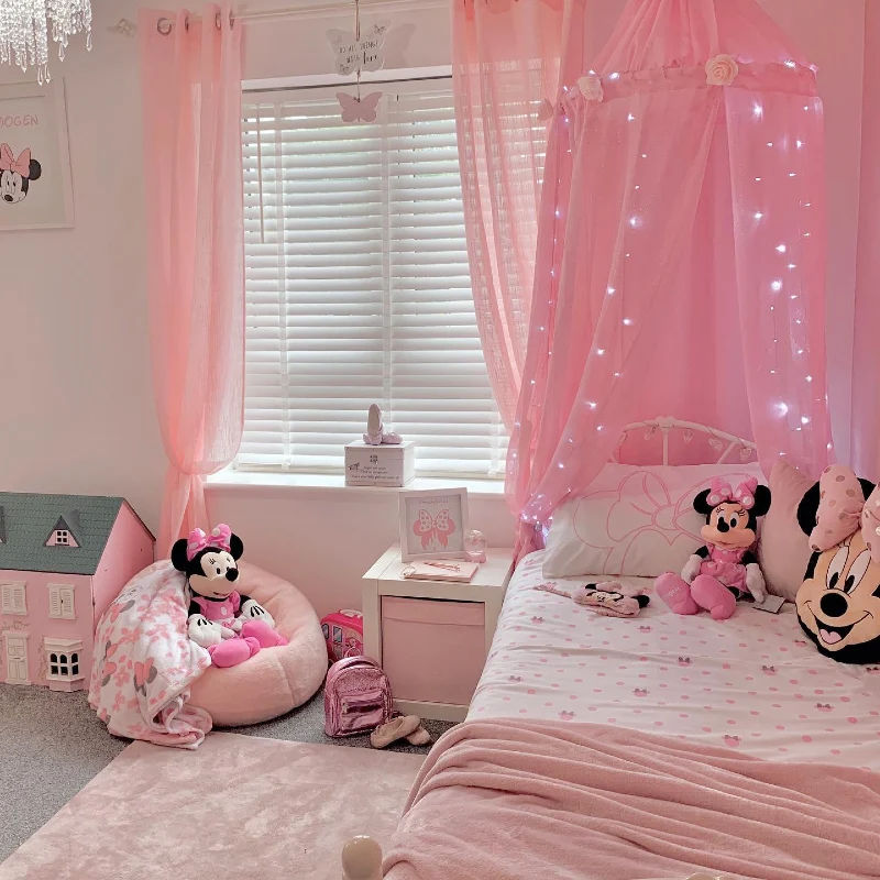 Illuminated Pink Bed Canopy with Character Accents
