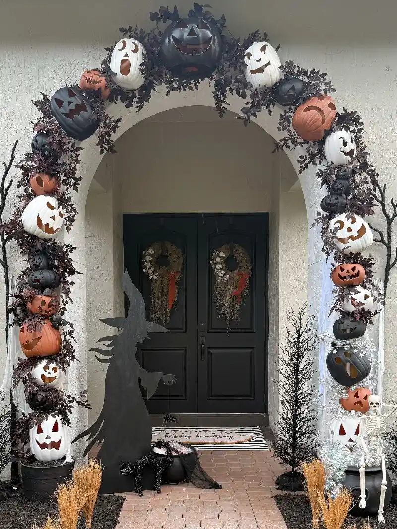 Matte Pumpkin Archway with Dark Foliage