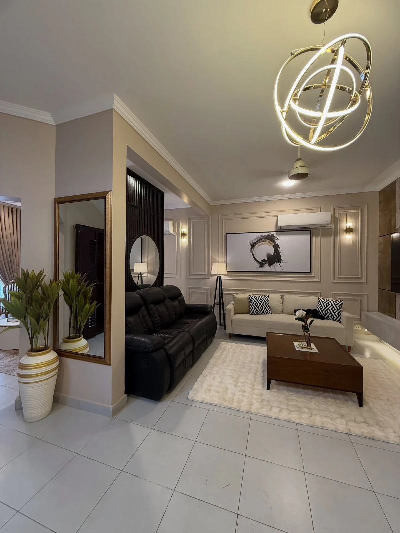 Statement Orb Chandelier with Classic Old-Money Lounge Contrast