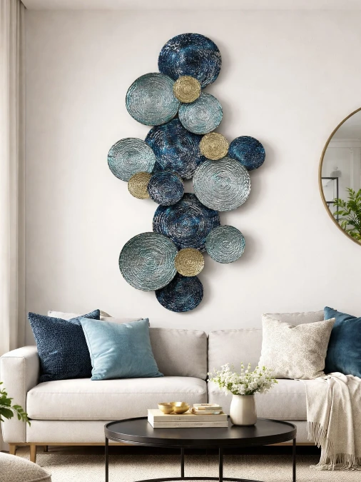 Abstract Metal Disc Sculpture Arrangement