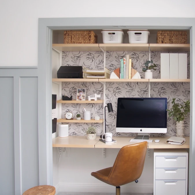 Add Personality With Graphic Wallpaper and Open Shelving