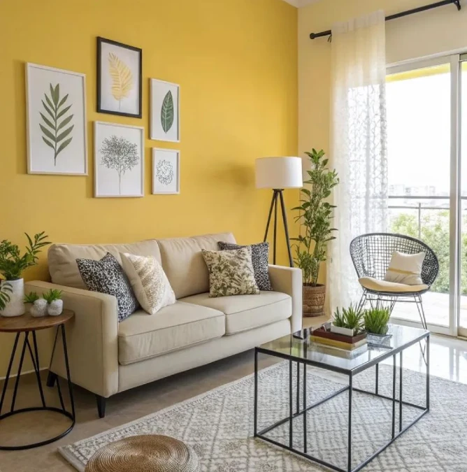 Botanical Accents and Crisp Black Hardware