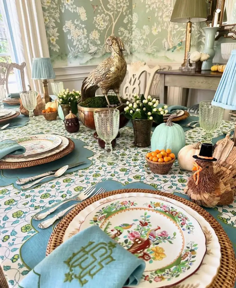 Botanical Chinoiserie with Sculptural Pheasant