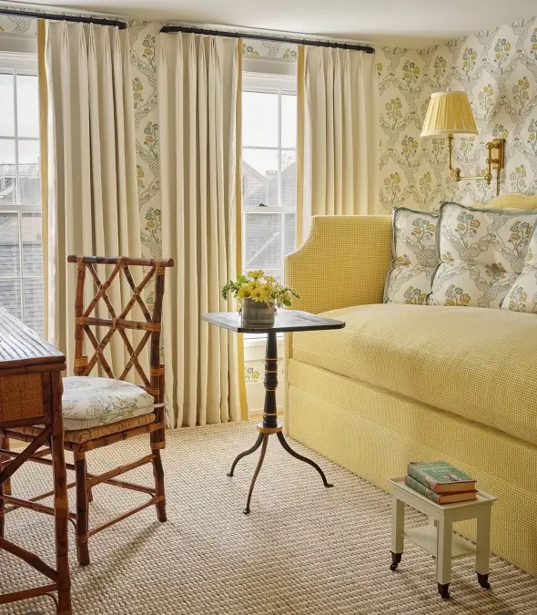 Botanical Wallpaper and Woven Textures