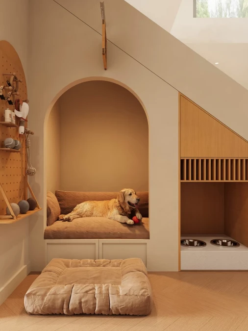 Built In Arched Nook Gives Dogs Their Own Cozy Corner