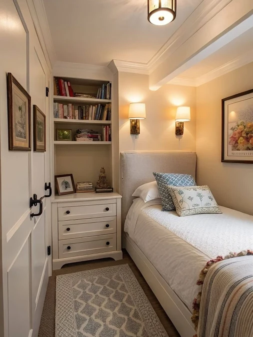 Built In Dressers And Symmetrical Sconces