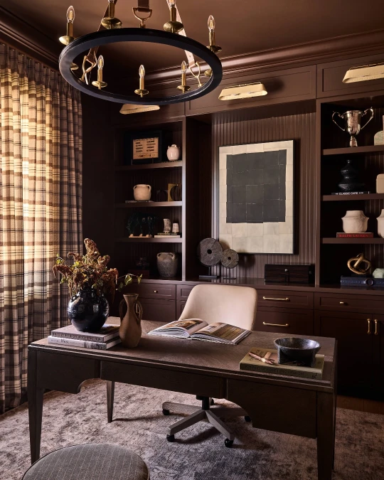 Chocolate Brown Paneling With Brass Accents
