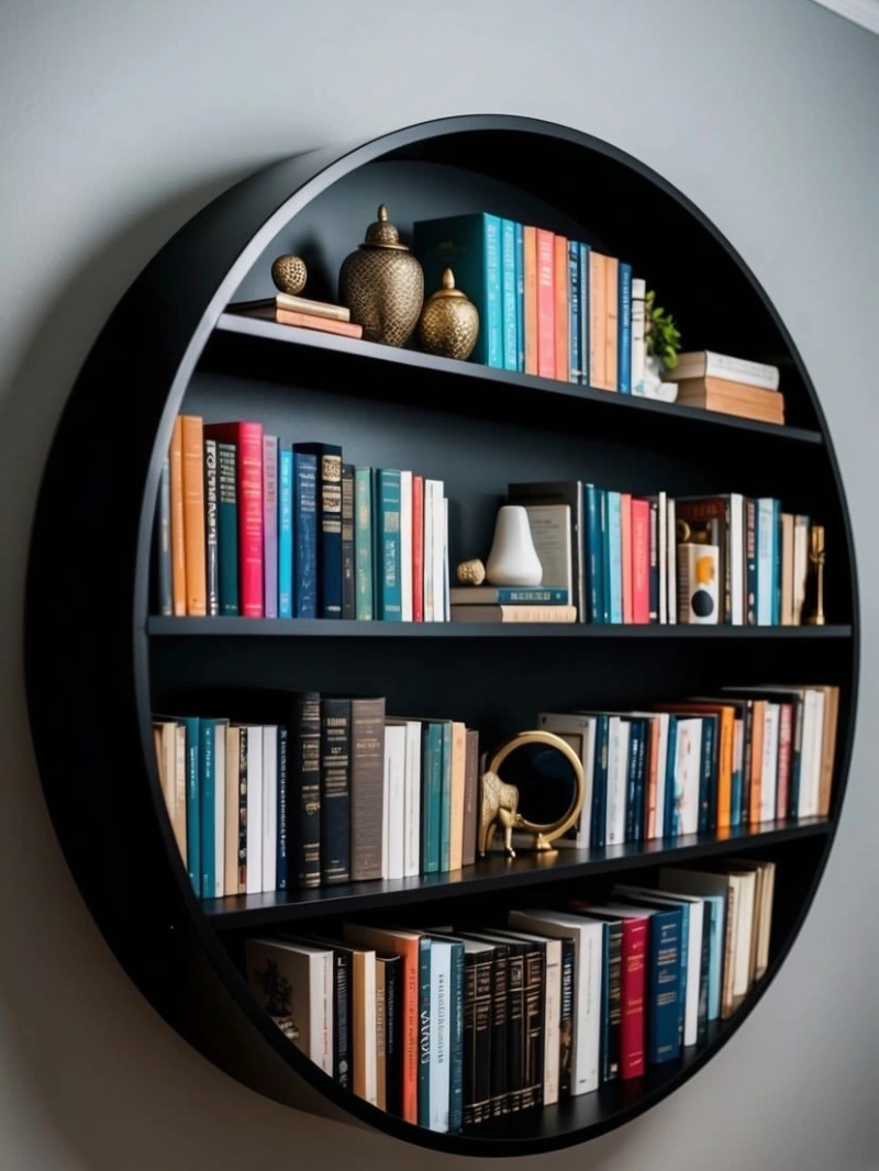 Circular Black Statement Bookshelf