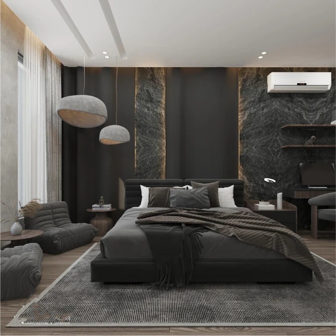 Concrete Pendants And Illuminated Stone Panels