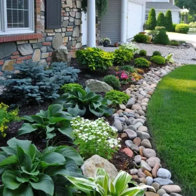 Create Curved Borders With Large River Rocks