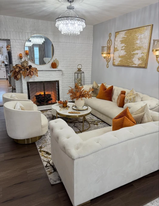 Crisp White Brick and Gleaming Gold