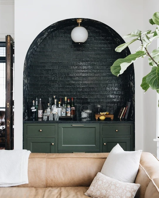 Dark Brick Arched Bar Nook