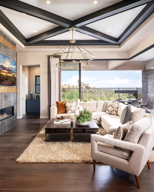 Dark Wood Beams And Desert Neutrals