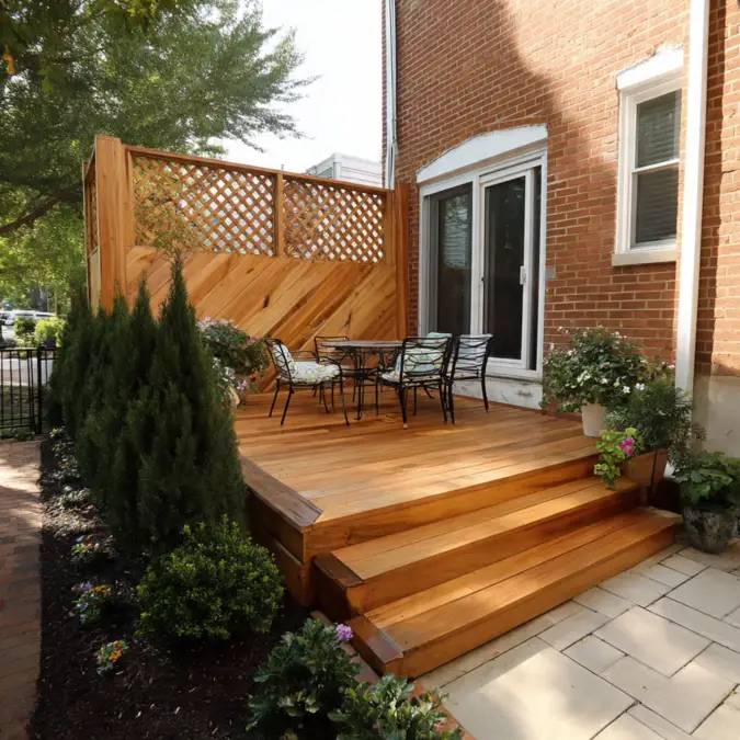 Diagonal Wood Screen With Top Lattice
