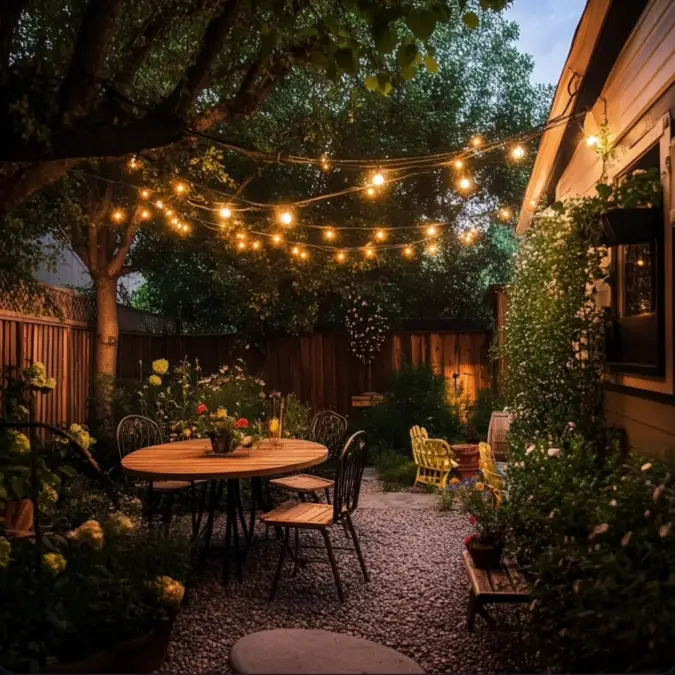 Dining Under the Stars on a Gravel Patio