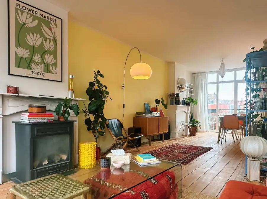 Eclectic Vintage Living Room with Warm Accents