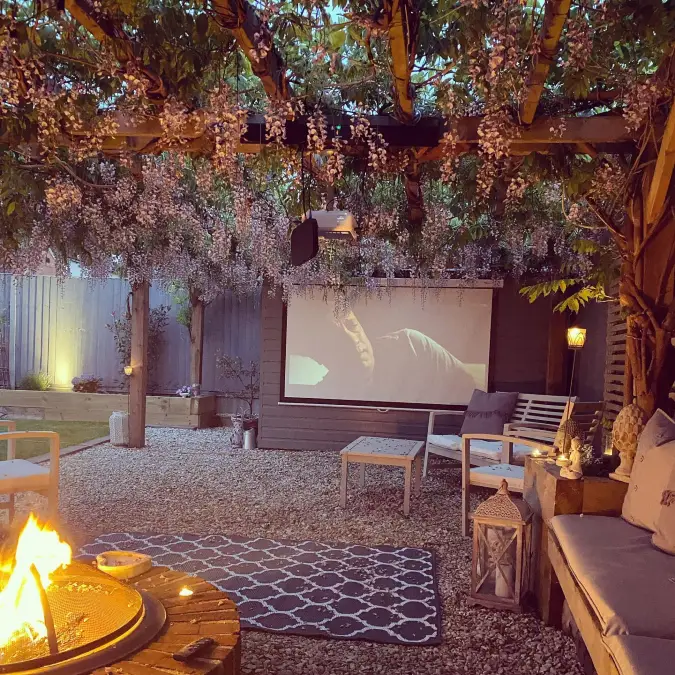 Floral Pergola Canopy Over Gravel Hardscaping