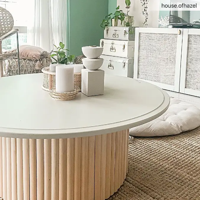 Fluted Wood Dowel Round Table