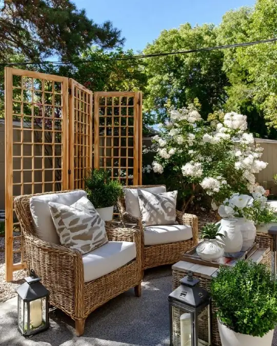 Freestanding Wooden Trellis Screen
