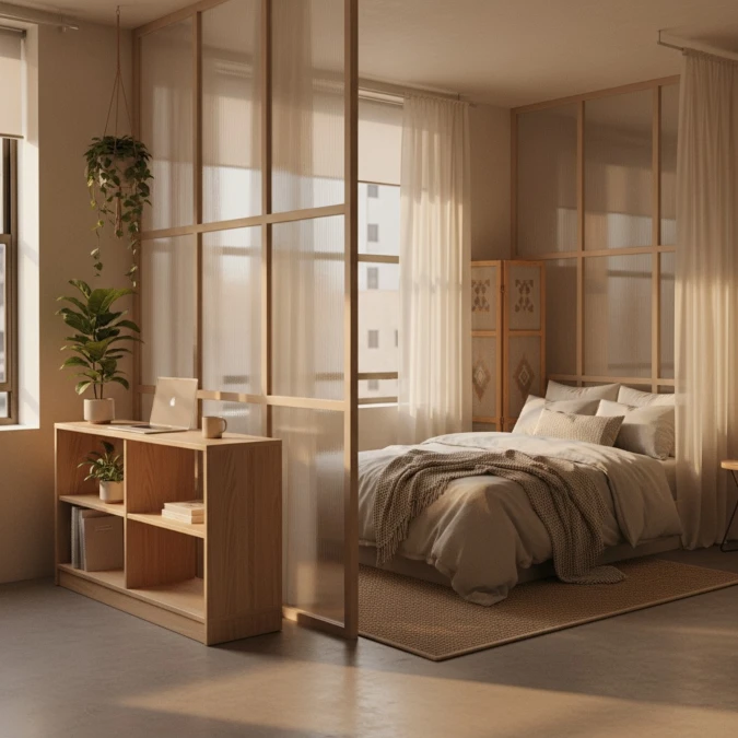  Frosted Glass And Timber Partition