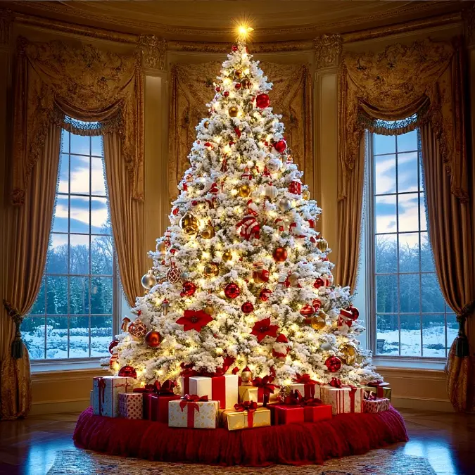 Frosted Grandeur with Crimson and Gold