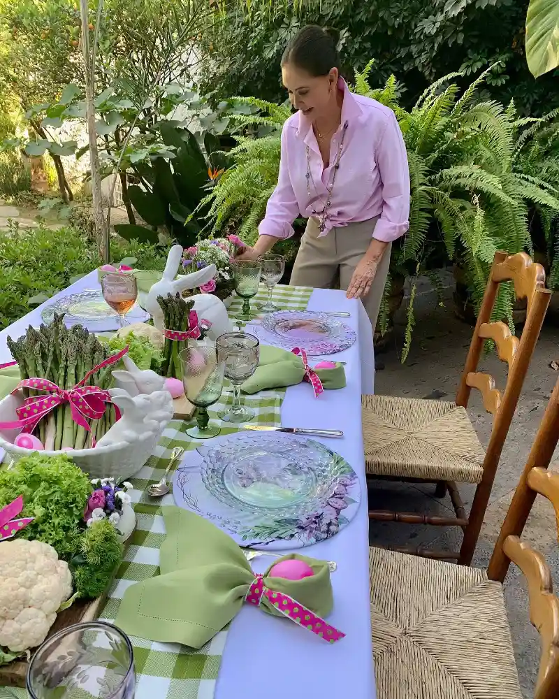 Garden-Fresh Brunch with Checked Runner and Vegetable Accents