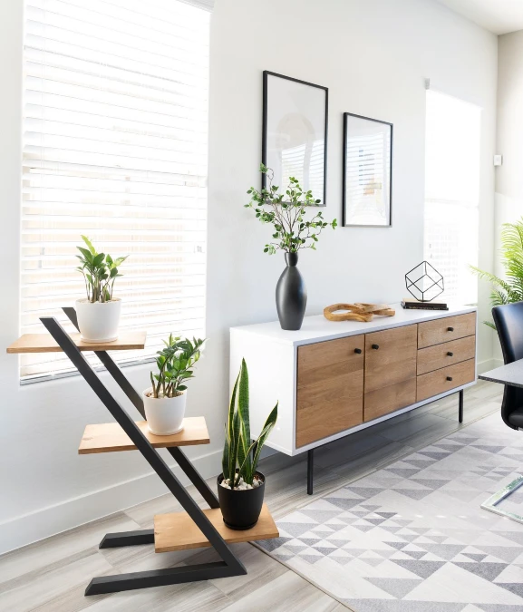 Geometric Metal And Wood Z Stand