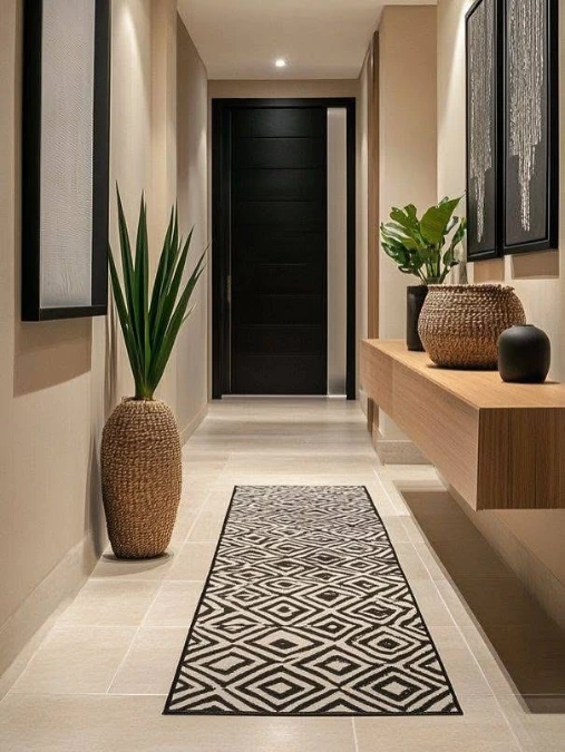 Geometric Runners and Floating Wood Consoles