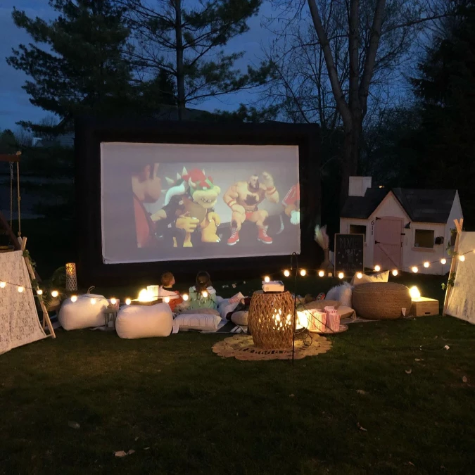 Giant Inflatable Screen with Ground Level Lounge