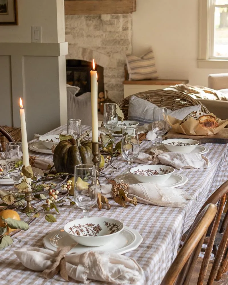Gingham Foundation with Rustic Foraged Greenery