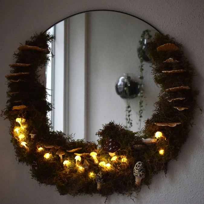 Glowing Moss And Mushroom Mirror