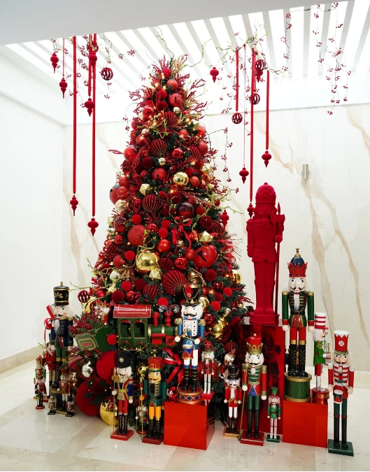 Grand Nutcracker and Saturated Red Toy Shop