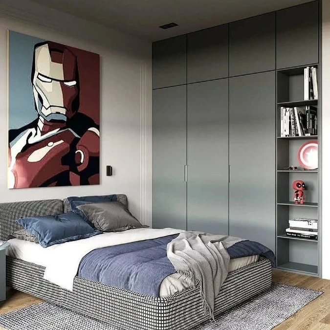 Graphic Pop Culture Art and Floor to Ceiling Storage