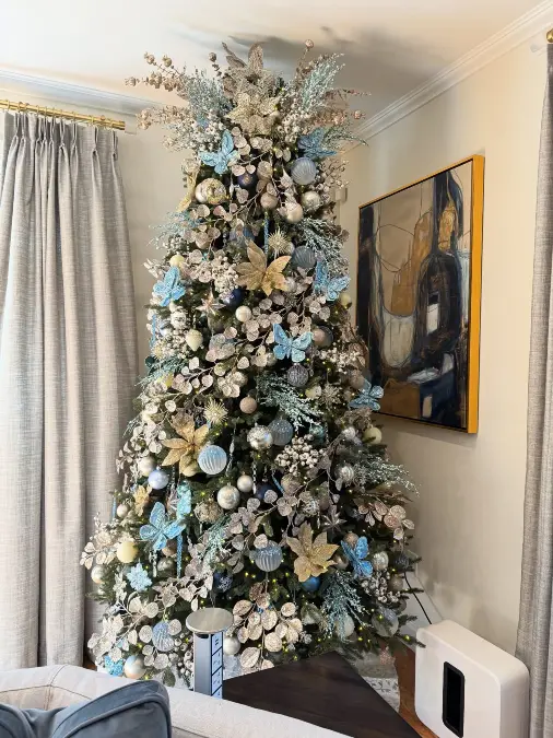 Icy Blue and Gold Metallic Glamour