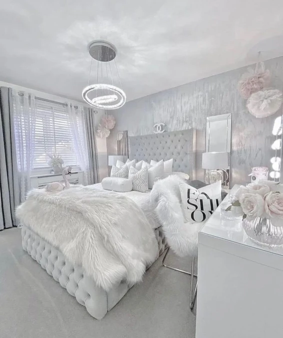 Icy Silver Tones and Plush White Fur