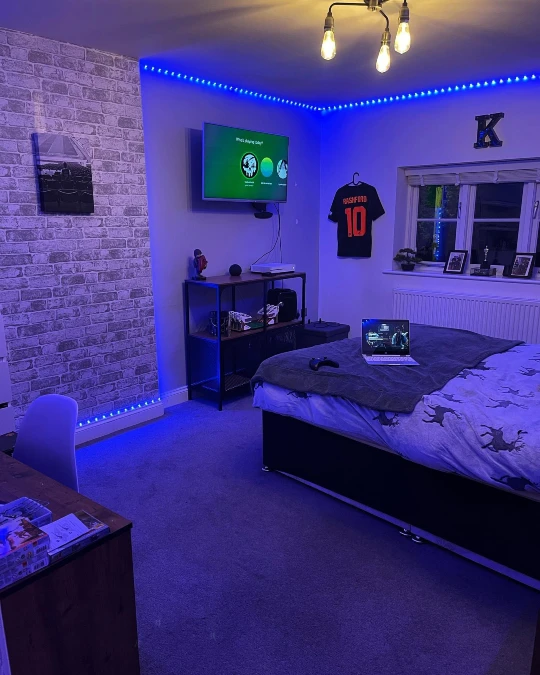 Industrial Sports Hub with Immersive Blue Lighting
