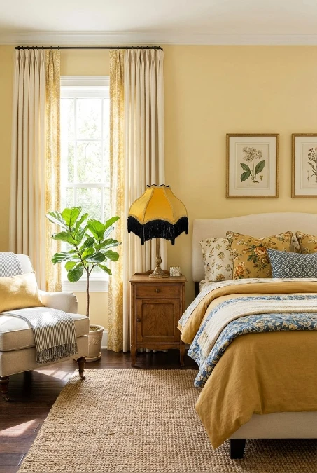 Layered Patterns and Vintage Bedroom Charm