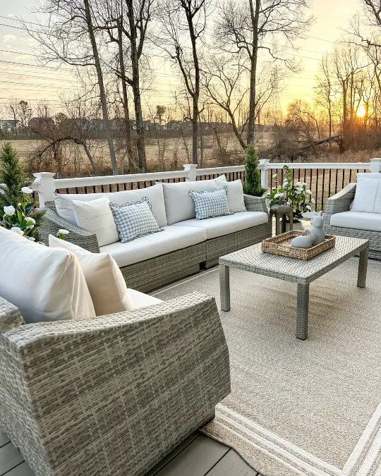 Light Grey Wicker And Gingham Accents
