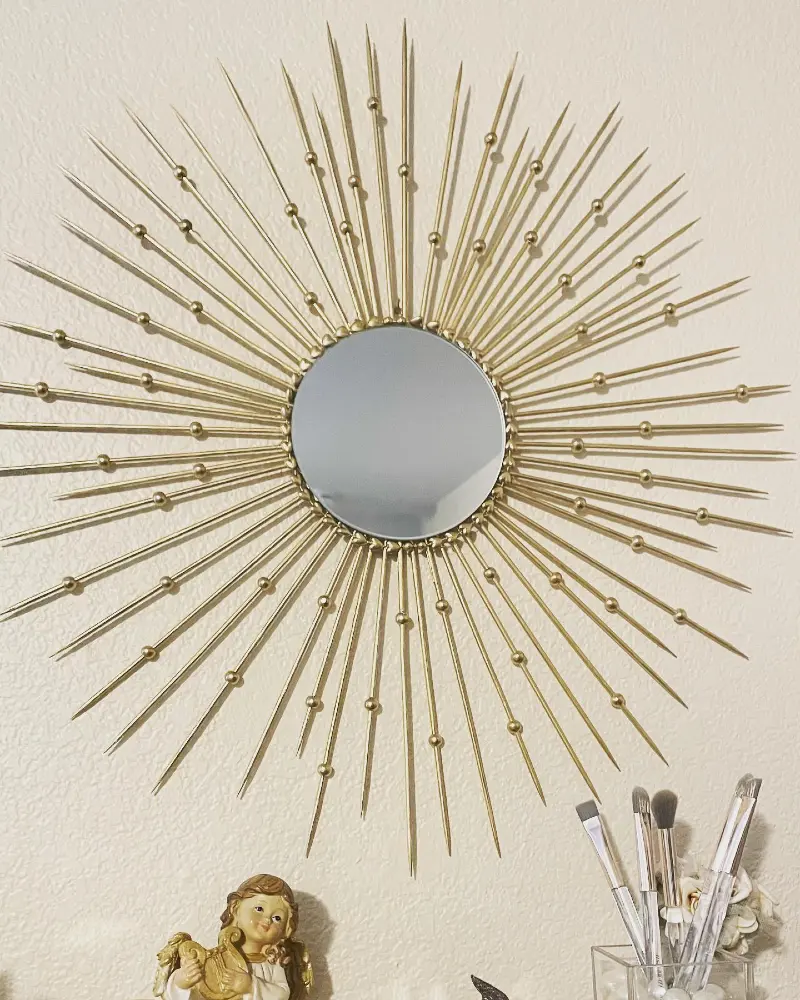 Mid-Century Modern Sunburst Mirror with Gilded Spikes