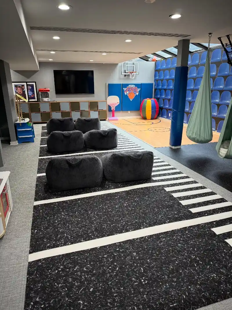 Mini Indoor Court Zone with Yard-Line Runner Carpet and Beanbags