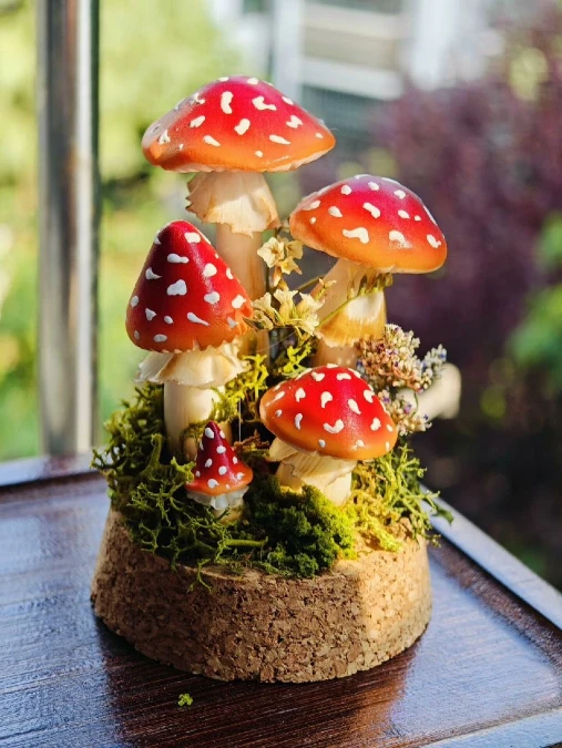 Miniature Red Mushroom Woodland Display