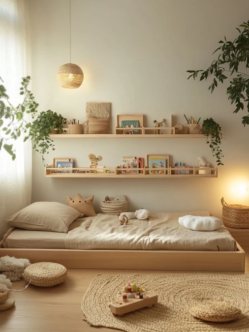 Minimalist Platform Bed With Trailing Greenery