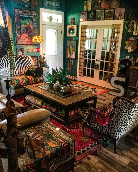Mixing Global Textiles with Deep Emerald Walls